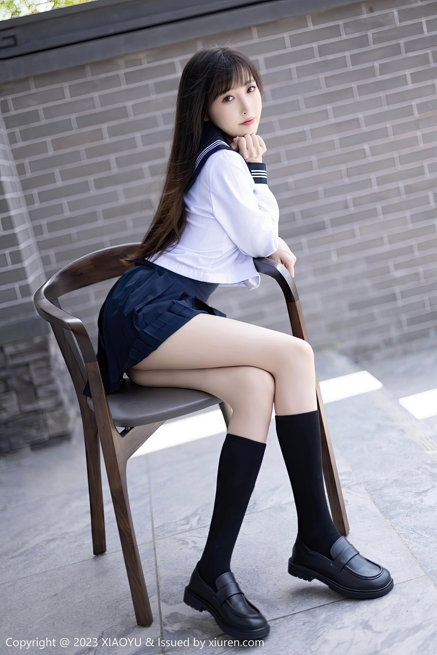 林星阑 - 学妹制服+黑色长筒袜贵州旅拍